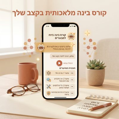 הקורס הדיגיטלי AI לחיים האמיתיים על מסך טאבלט